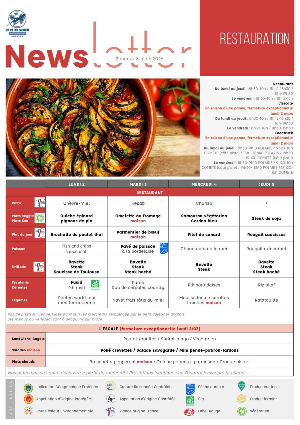 Informations du CSE et de la coopérative semaine 10