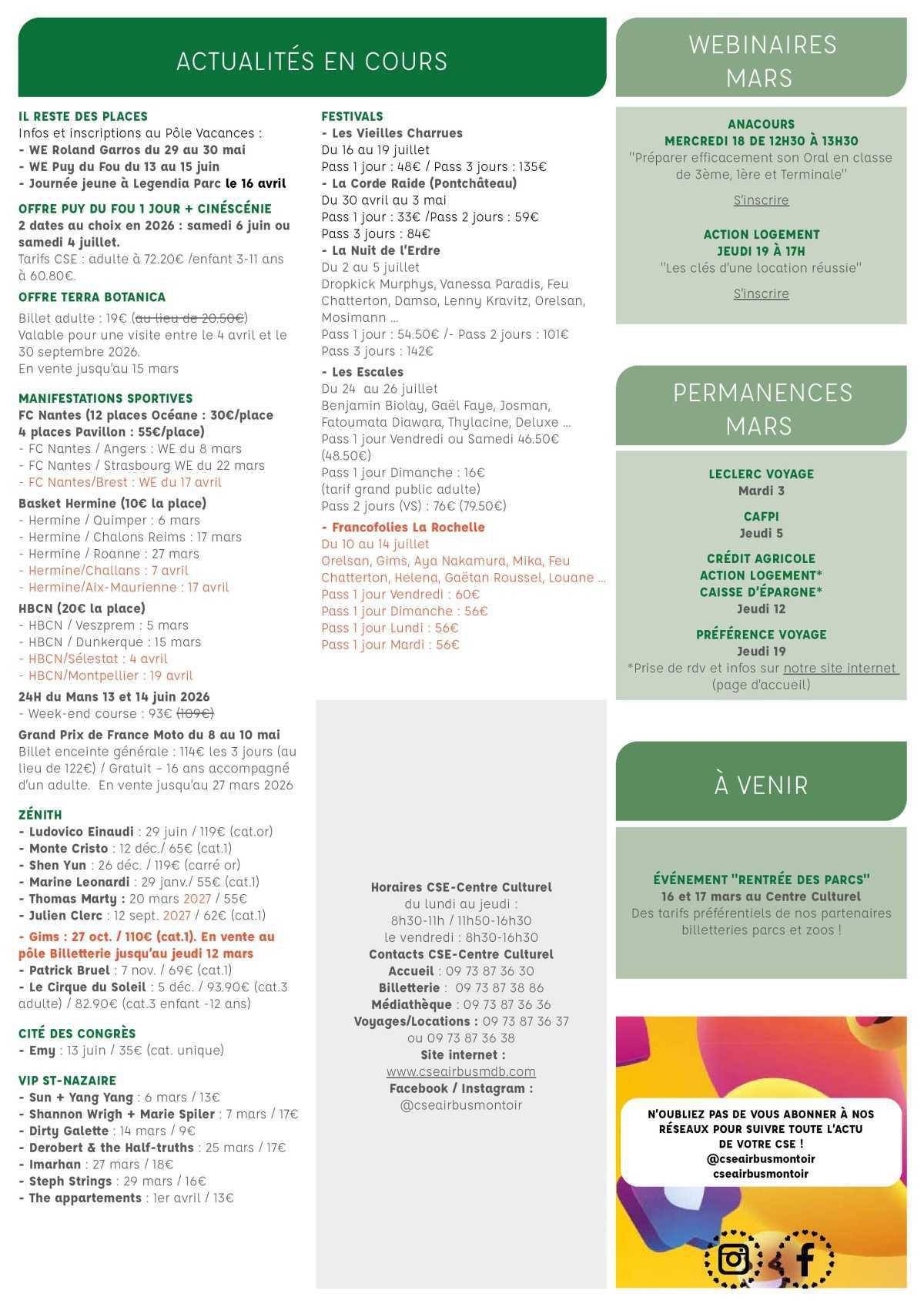 Informations du CSE et de la coopérative semaine 10 Informations du CSE et de la coopérative semaine 10