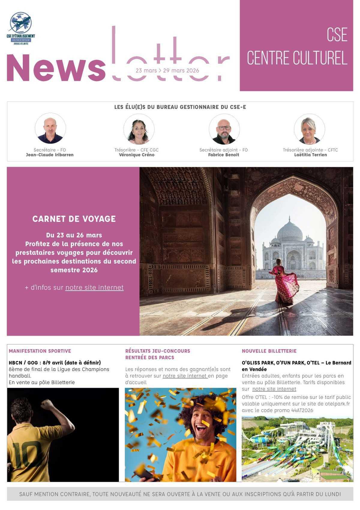 Informations du CSE et de la coopérative semaine 13