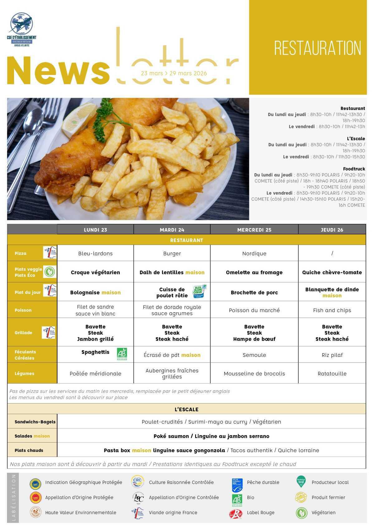 Informations du CSE et de la coopérative semaine 13