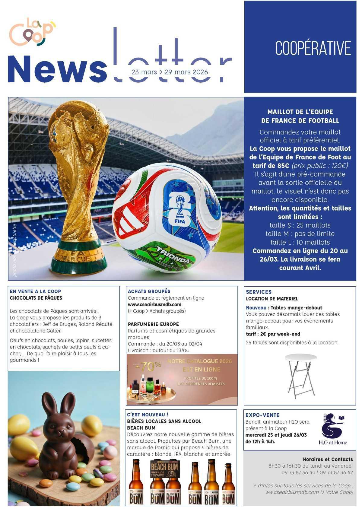 Informations du CSE et de la coopérative semaine 13