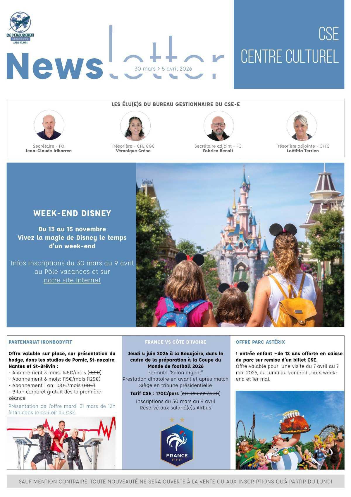 Informations du CSE et de la coopérative semaine 14