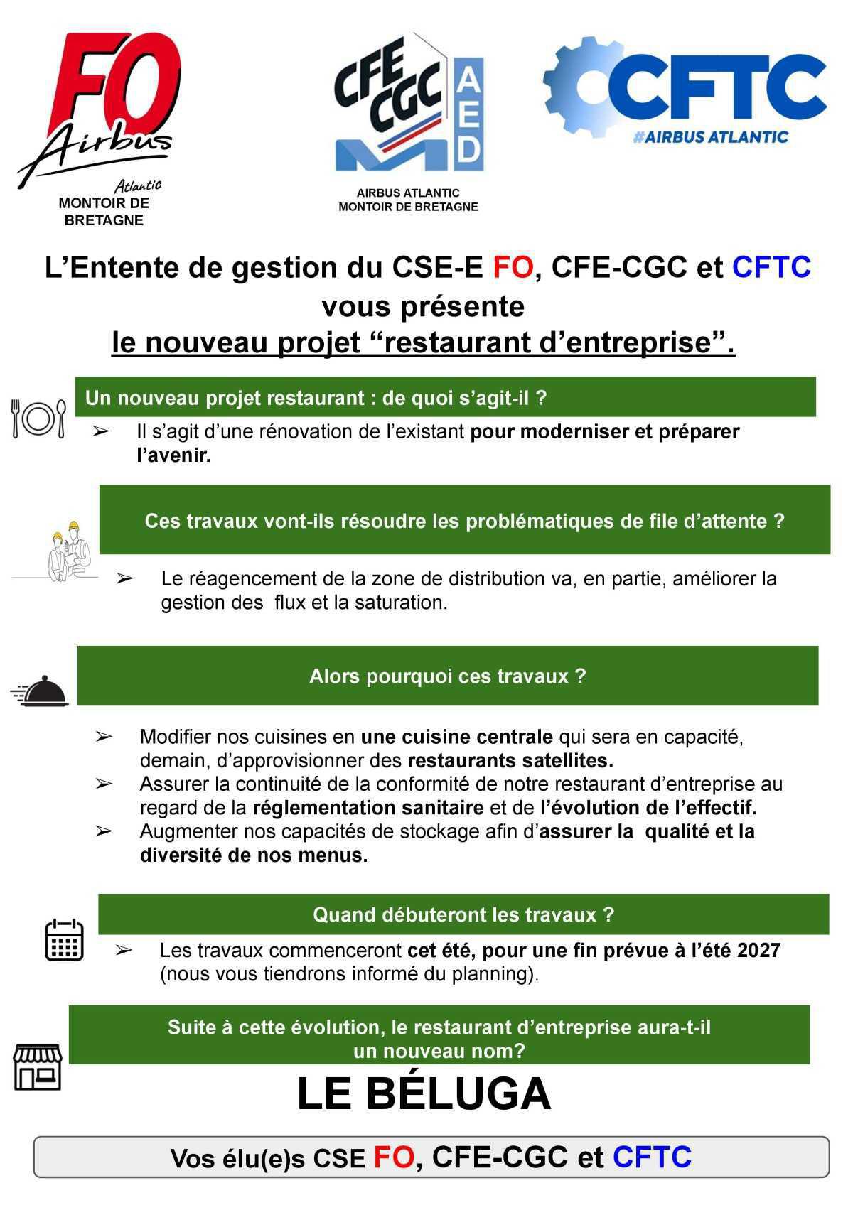 FO vous informe : nouveau projet au restaurant d'entreprise