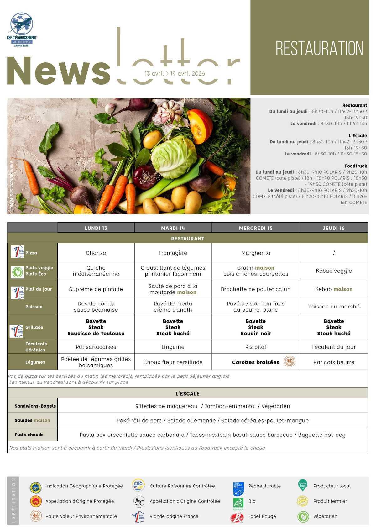 Informations du CSE et de la Coopérative semaine 16