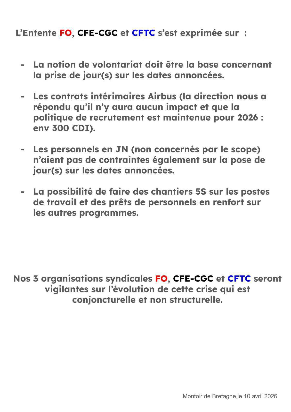 CSE-E Extra du 10/04/26 : Evolution conjoncturelle du planning industriel SA MdB