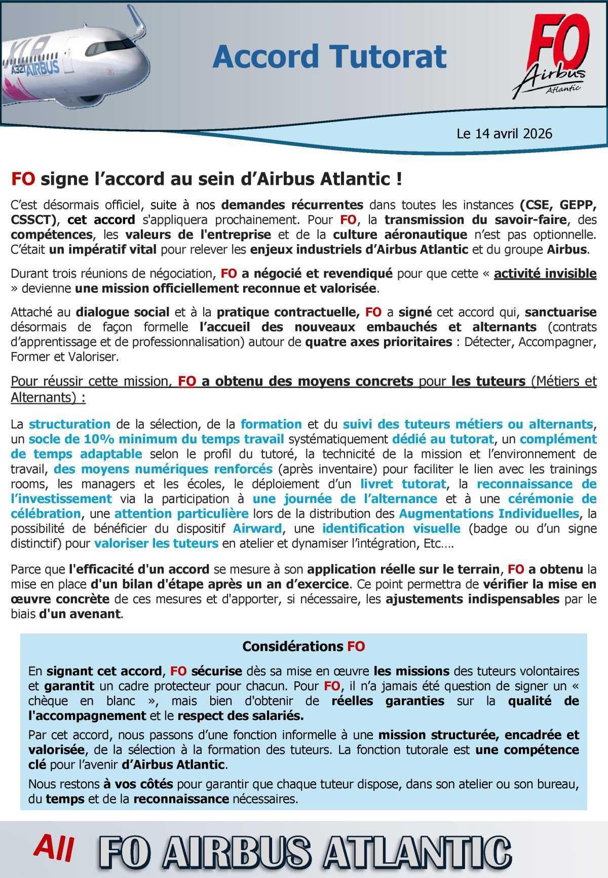 TUTORAT : FO signe l'accord 