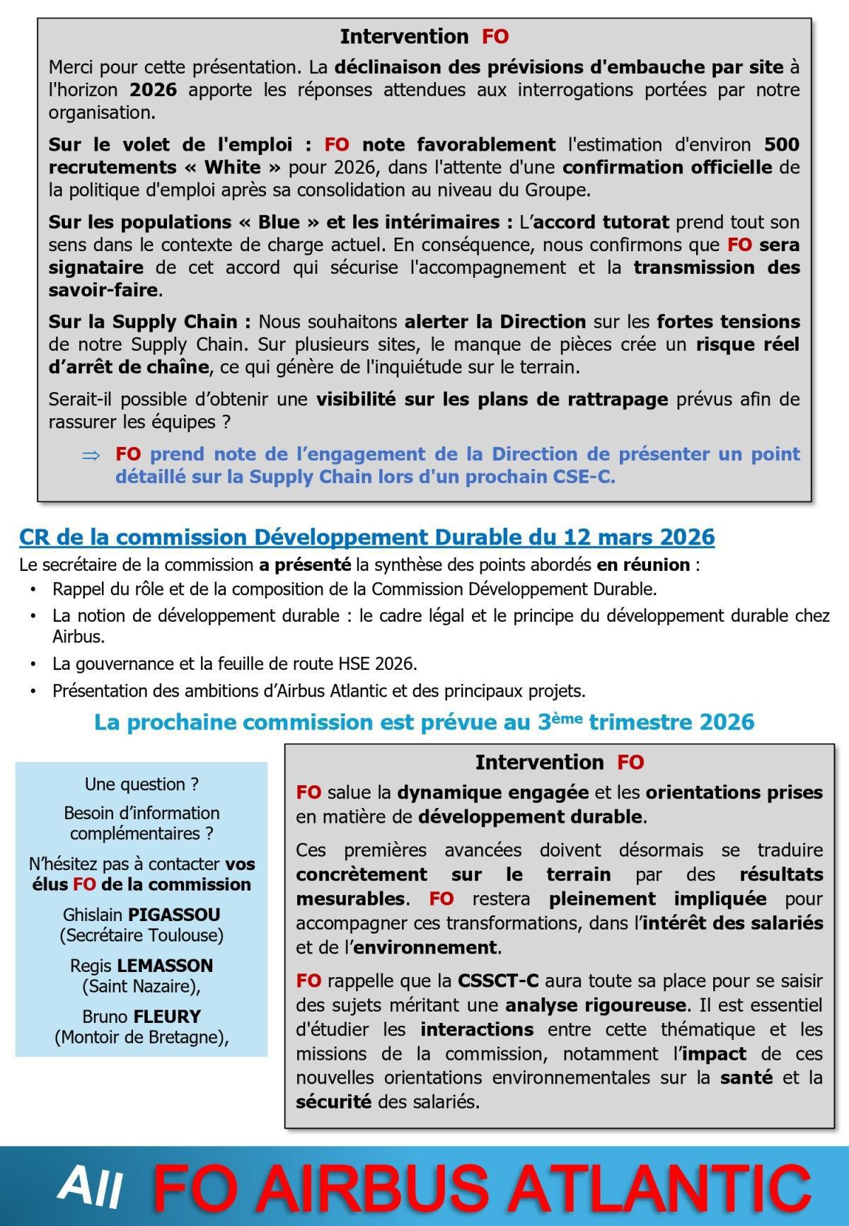 Compte rendu partiel du CSE-C du 8 avril 2026