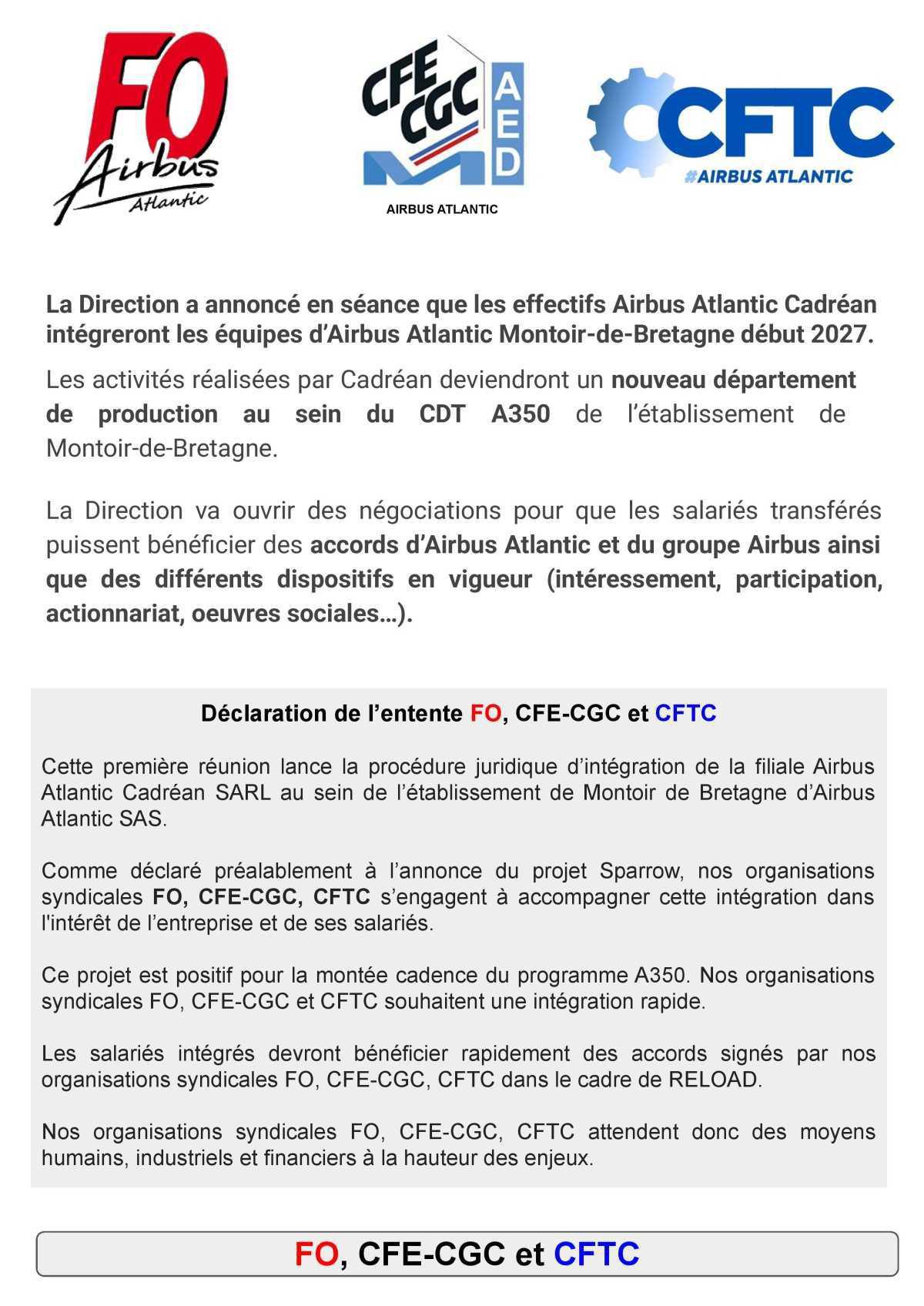 Feu vert pour Cadréan : Le processus d'intégration commence !