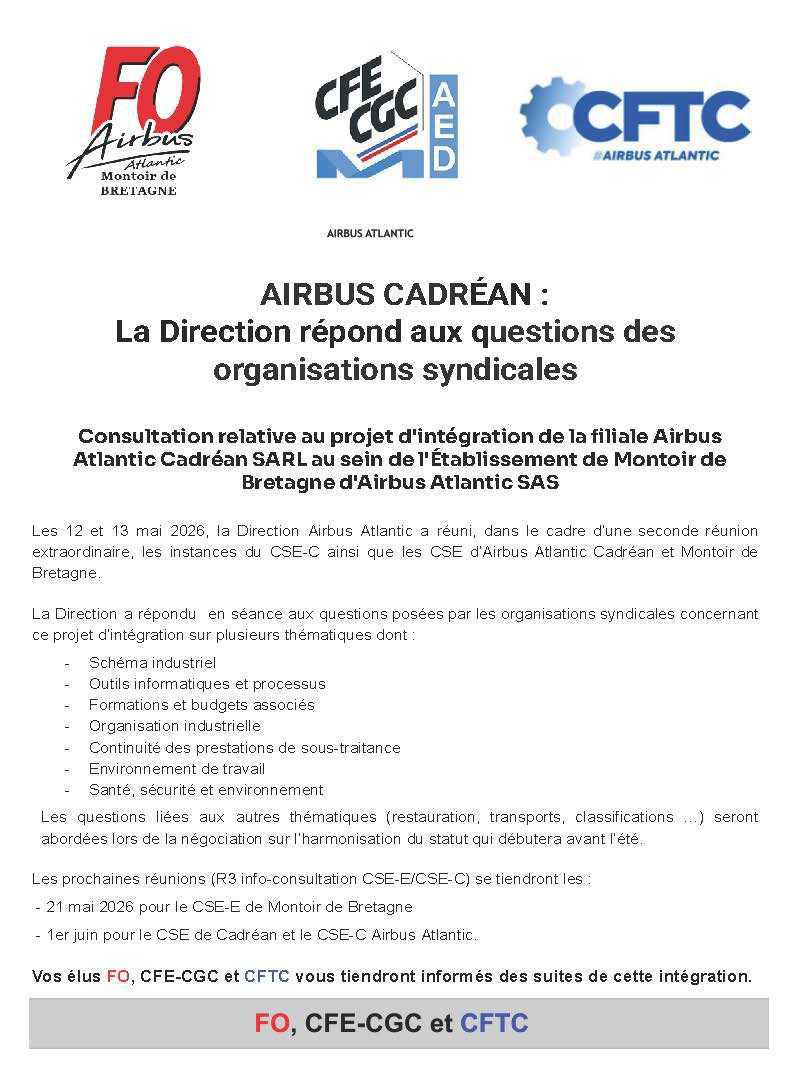 2ème CSE extra relatif au processus d'intégration d'Airbus Cadréan 