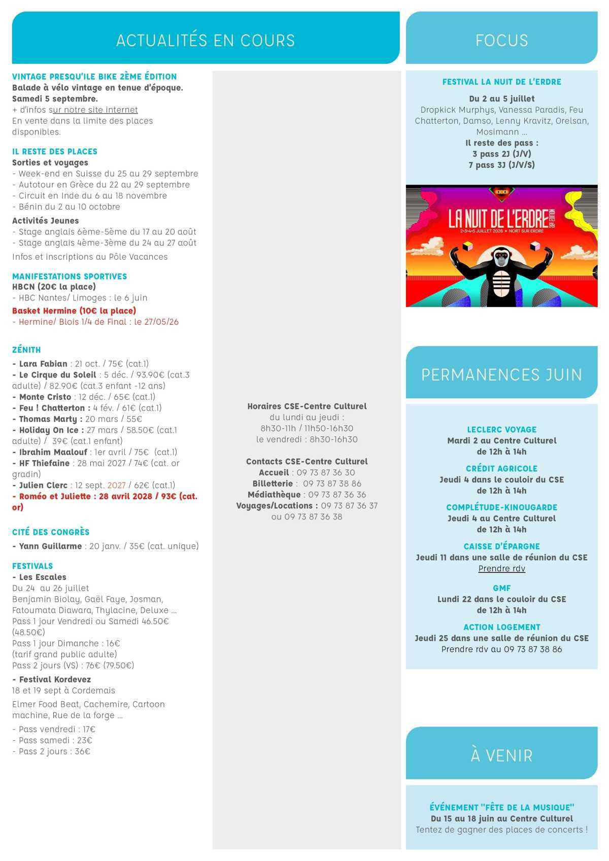 Informations du CSE et de la coopérative semaine 22 Informations du CSE et de la coopérative semaine 22