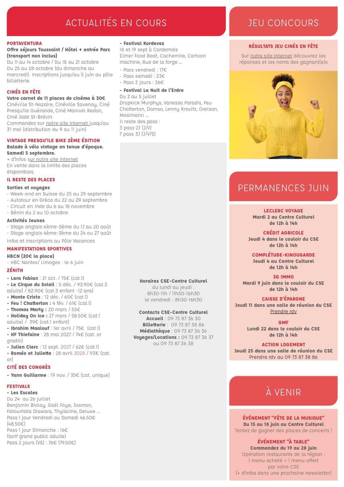 Informations du CSE et de la coopérative semaine 23