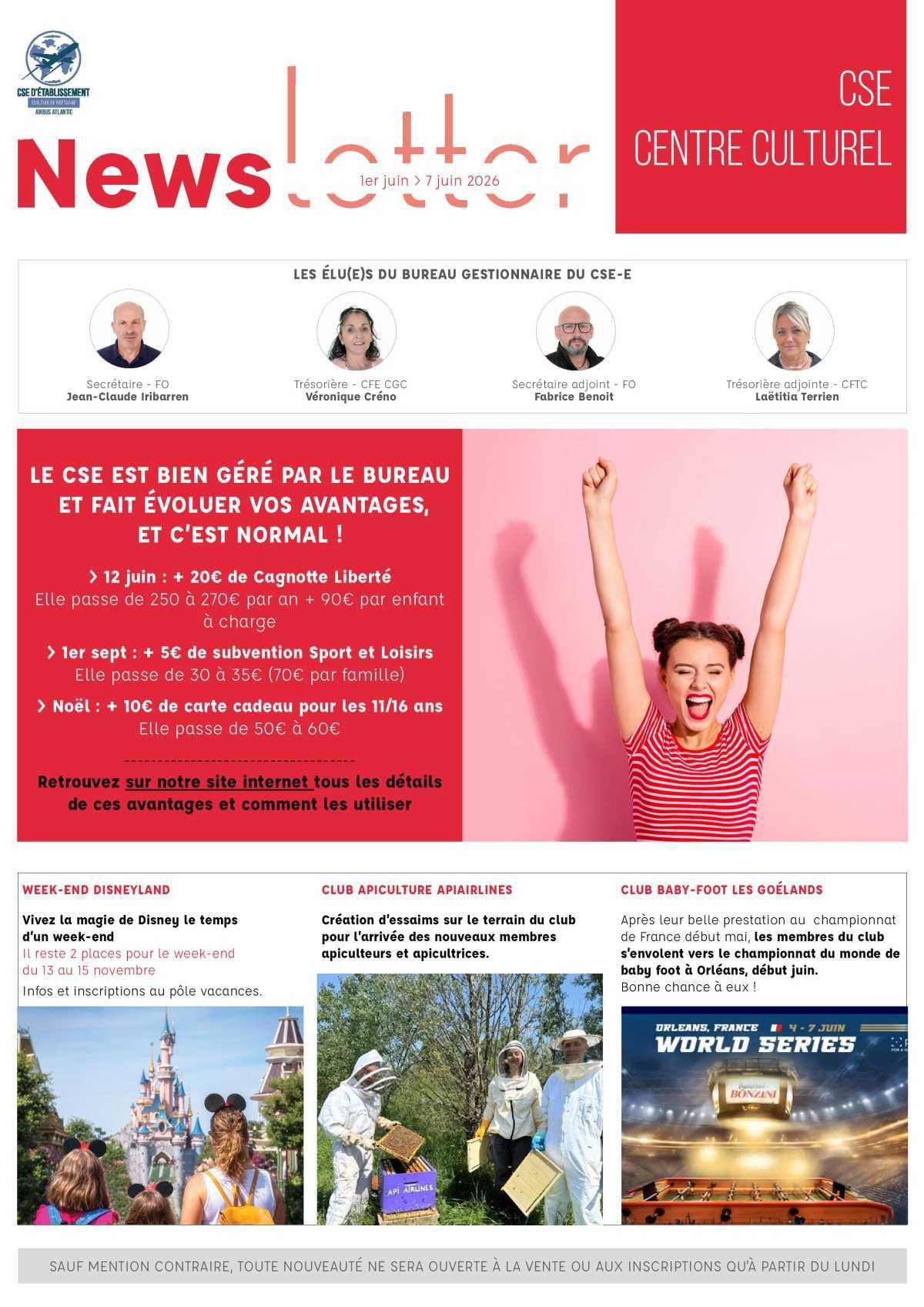 Informations du CSE et de la coopérative semaine 23