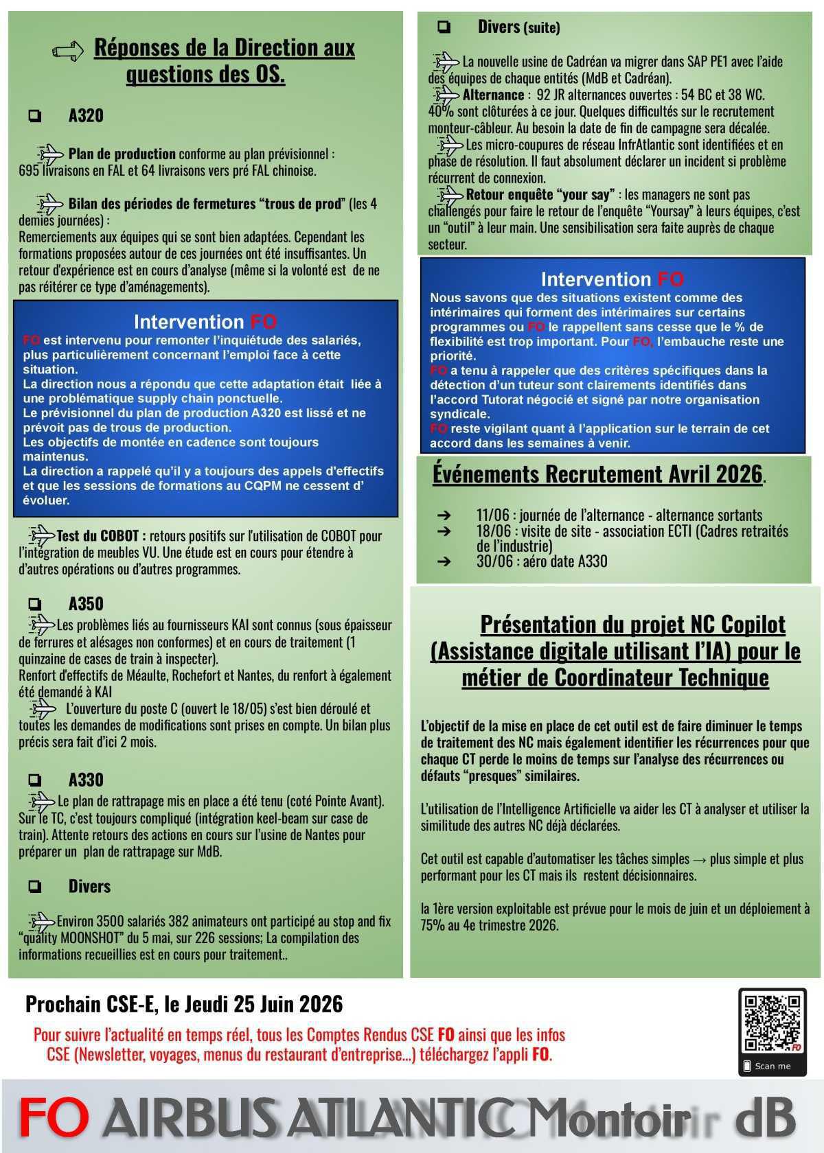 Compte rendu FO du CSE du 28 mai 2026