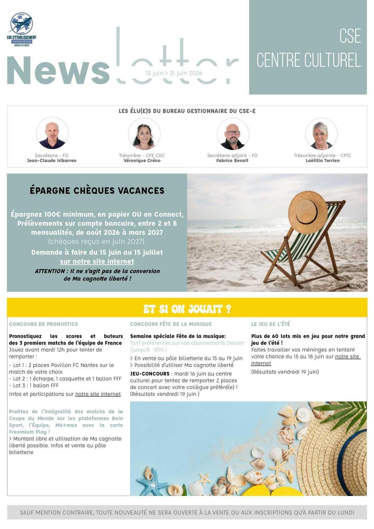 Informations du CSE et de la Coopérative semaine 25 Informations du CSE et de la Coopérative semaine 25