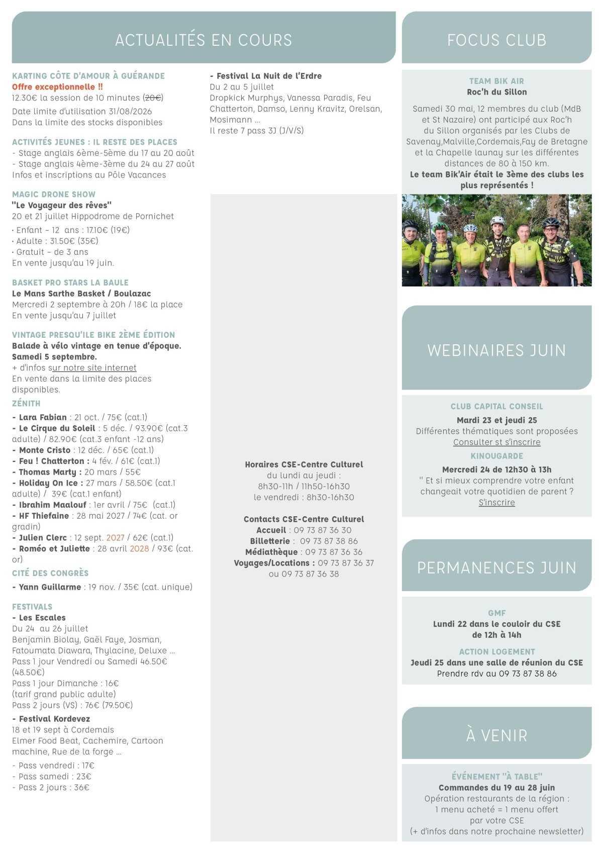 Informations du CSE et de la Coopérative semaine 25 Informations du CSE et de la Coopérative semaine 25