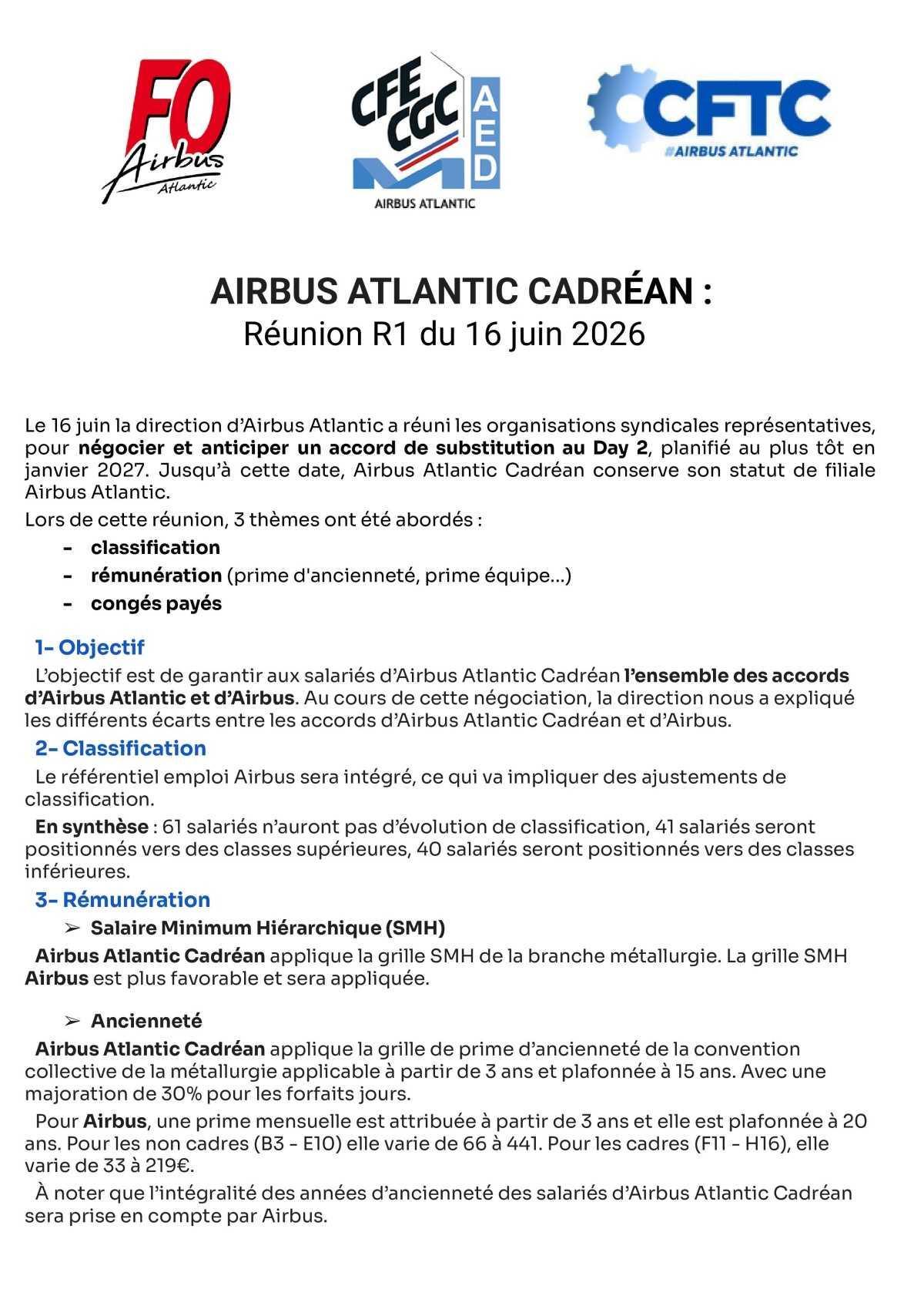 Airbus Atlantic Cadréan : R1 du 16 juin 2026