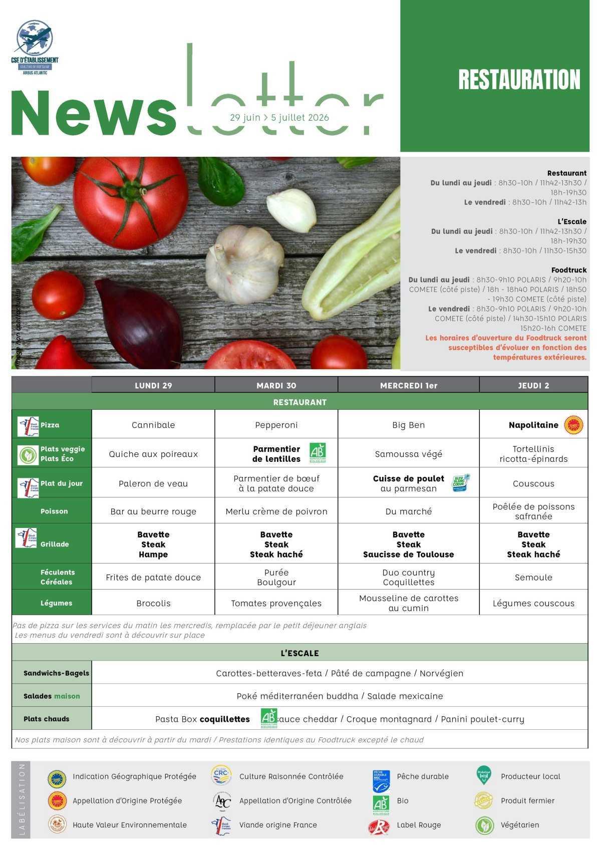 Informations du CSE et de la coopérative semaine 27