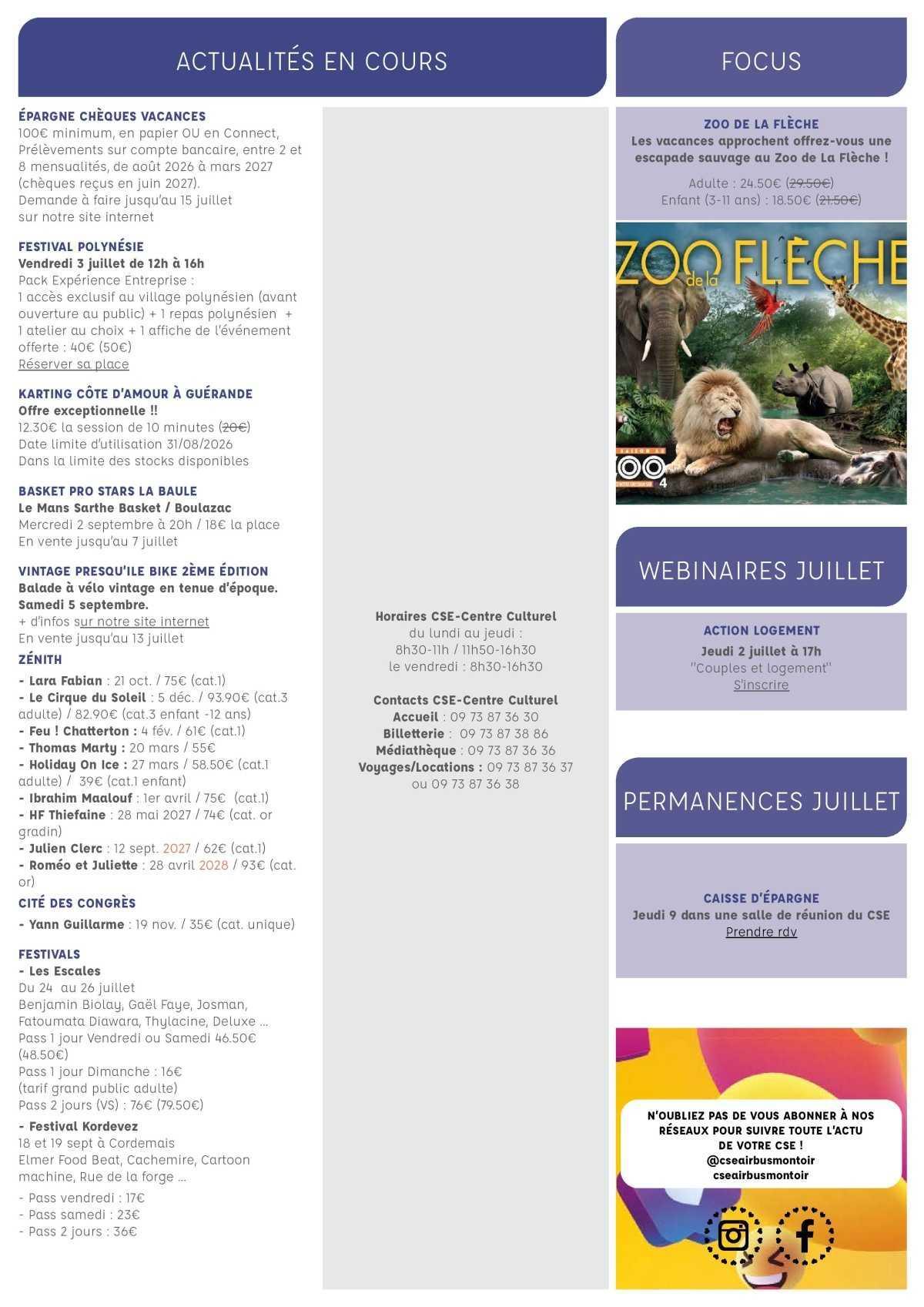 Informations du CSE et de la coopérative semaine 27 Informations du CSE et de la coopérative semaine 27