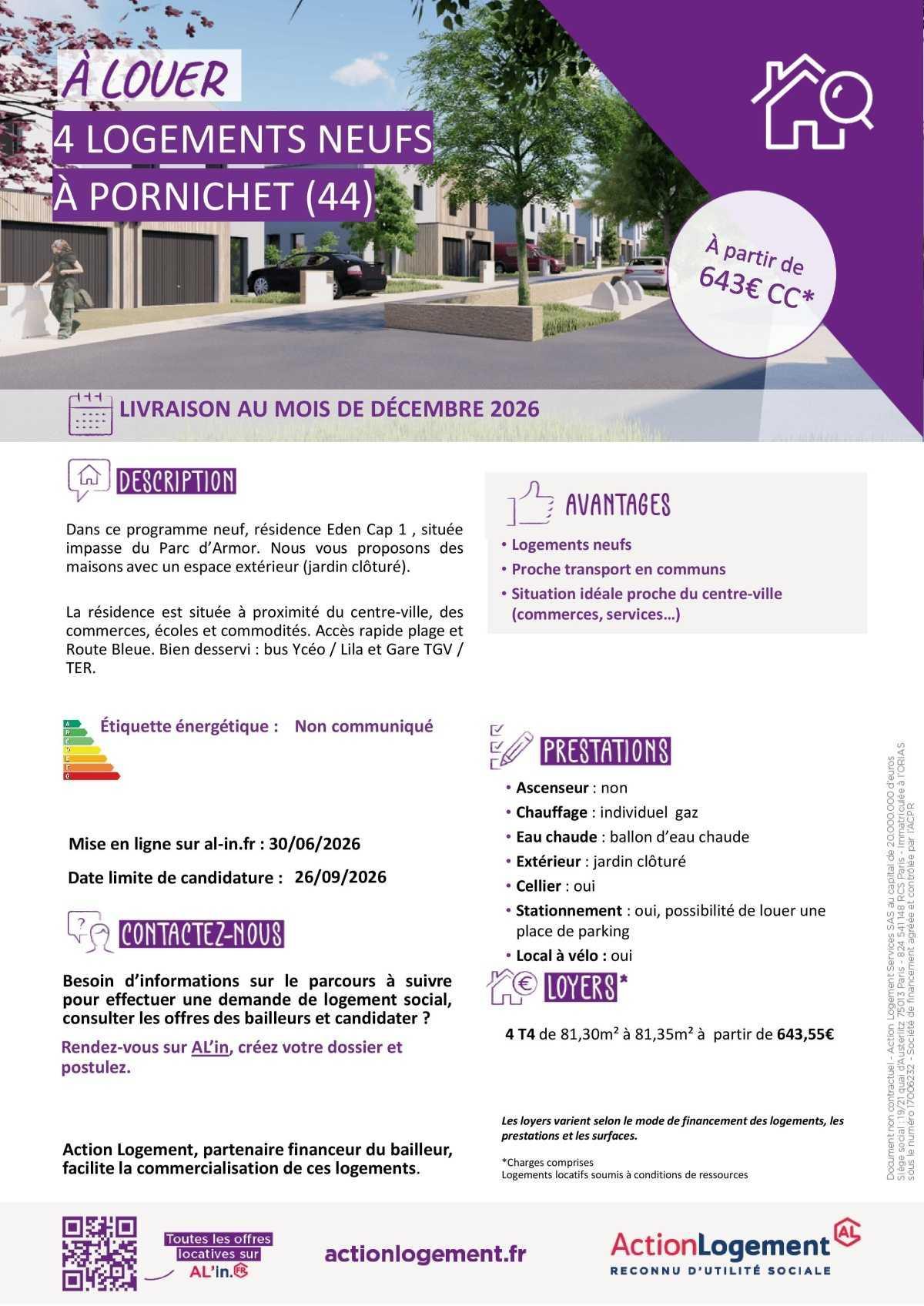 Communication FO => Action logement : offre maisons/appartements (Pornichet, Vigneux de Bretagne et Guérande)