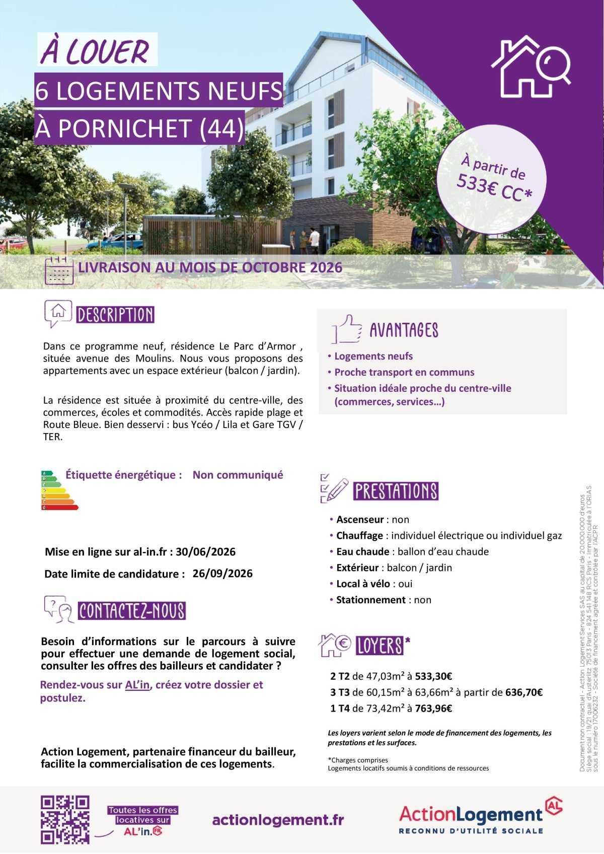 Communication FO => Action logement : offre maisons/appartements (Pornichet, Vigneux de Bretagne et Guérande)