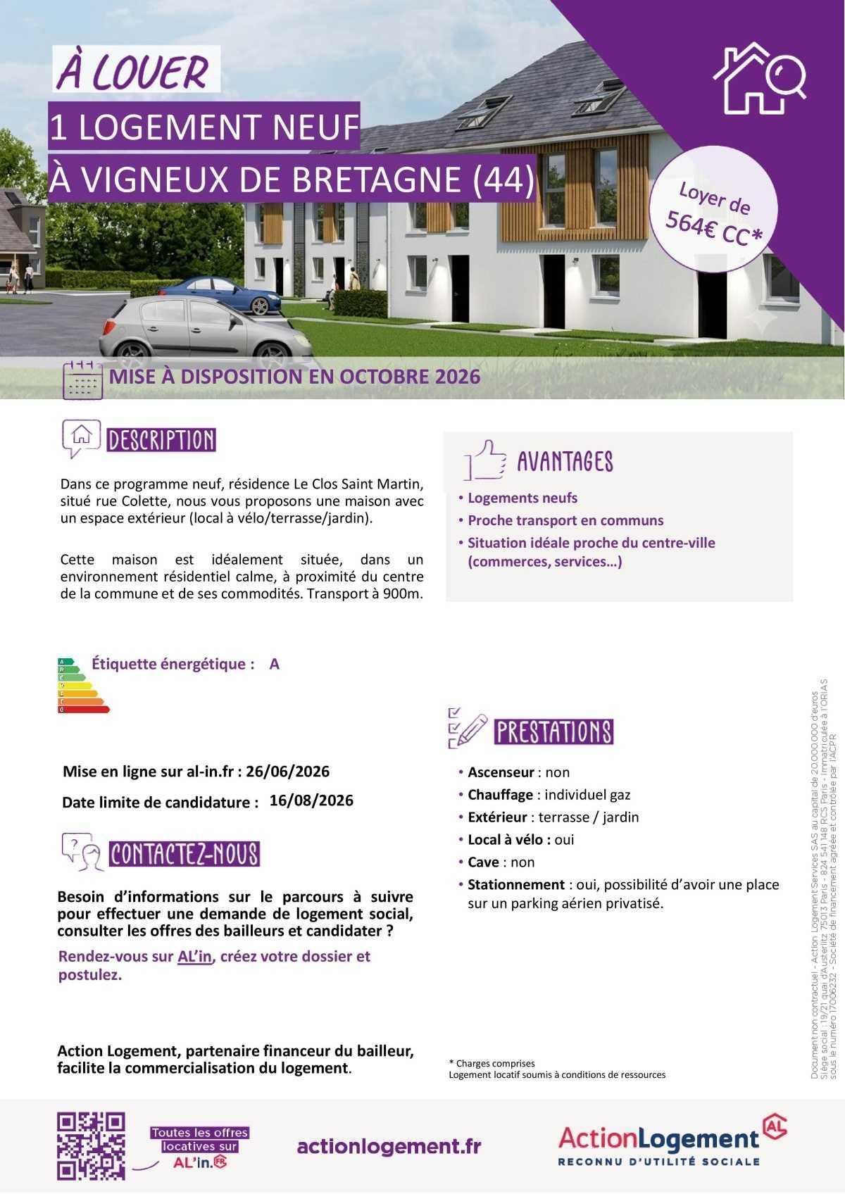Communication FO => Action logement : offre maisons/appartements (Pornichet, Vigneux de Bretagne et Guérande)