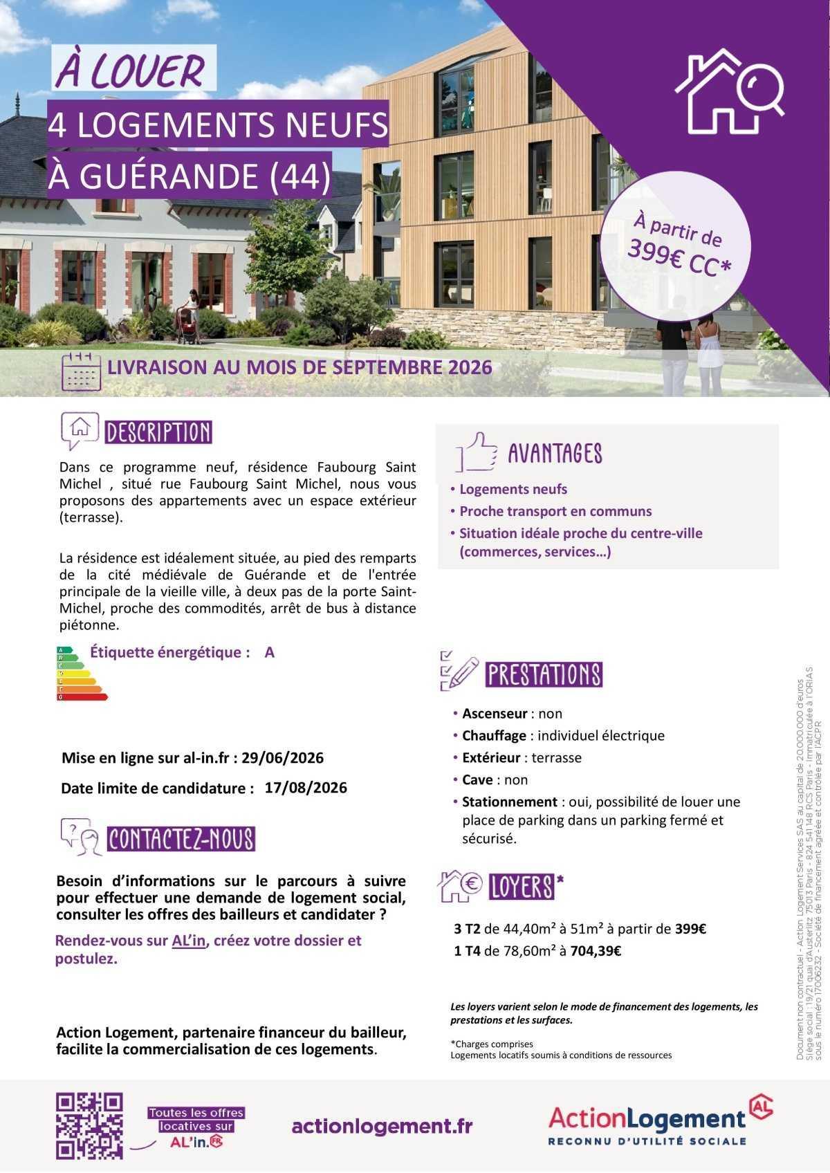 Communication FO => Action logement : offre maisons/appartements (Pornichet, Vigneux de Bretagne et Guérande)