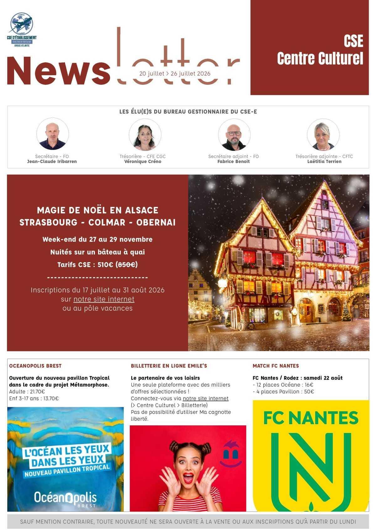 Informations du CSE et de la coopérative semaine 30