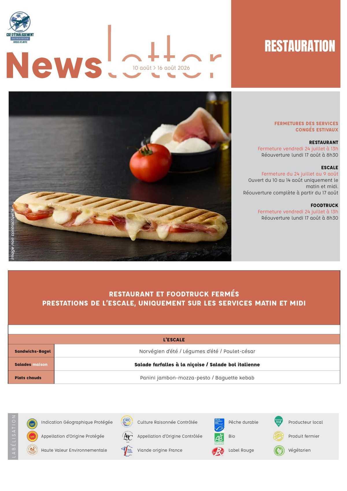 informations du CSE et de la coopérative du 27 Juillet au 23 Août