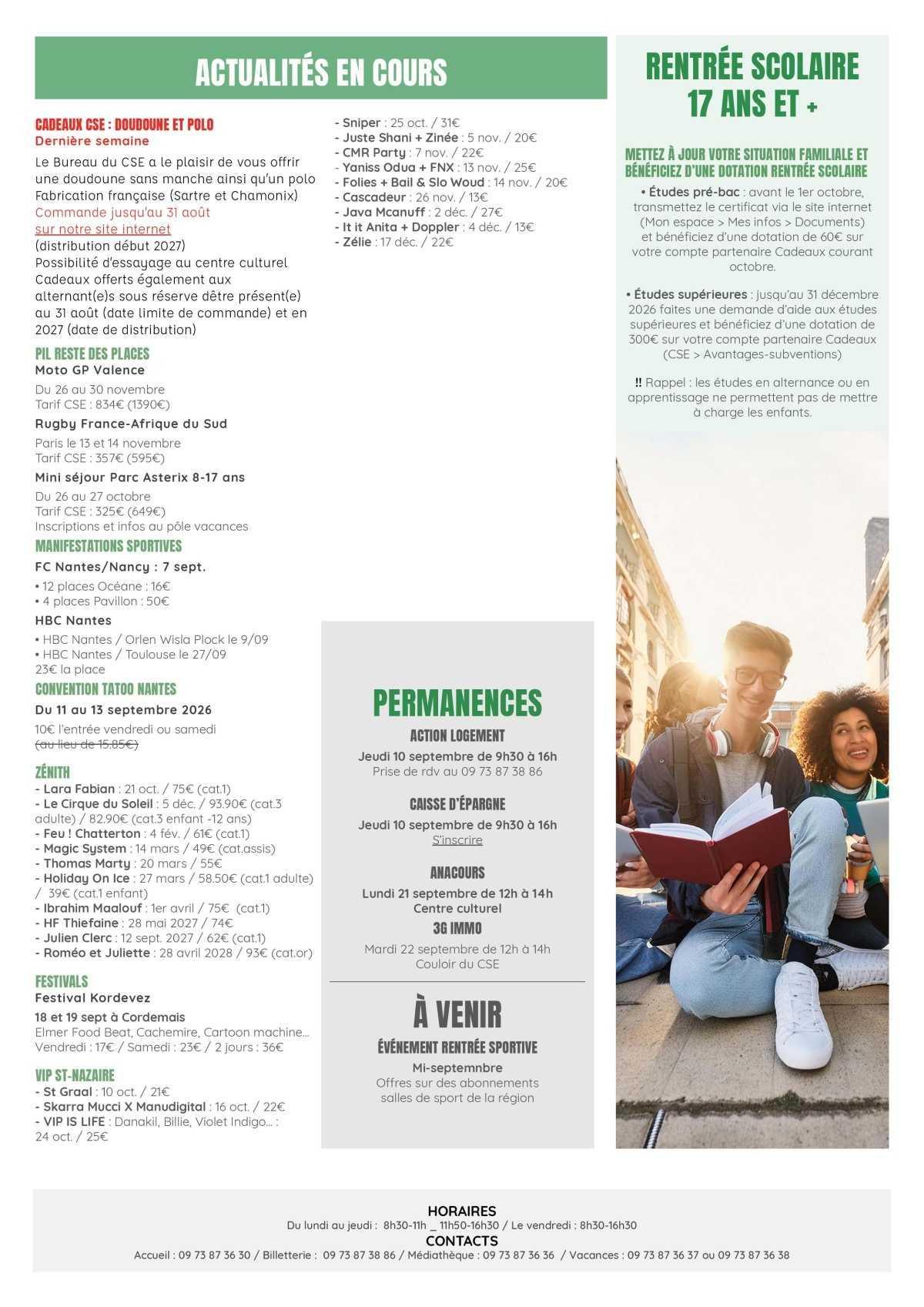 Informations du CSE et de la coopérative semaine 36