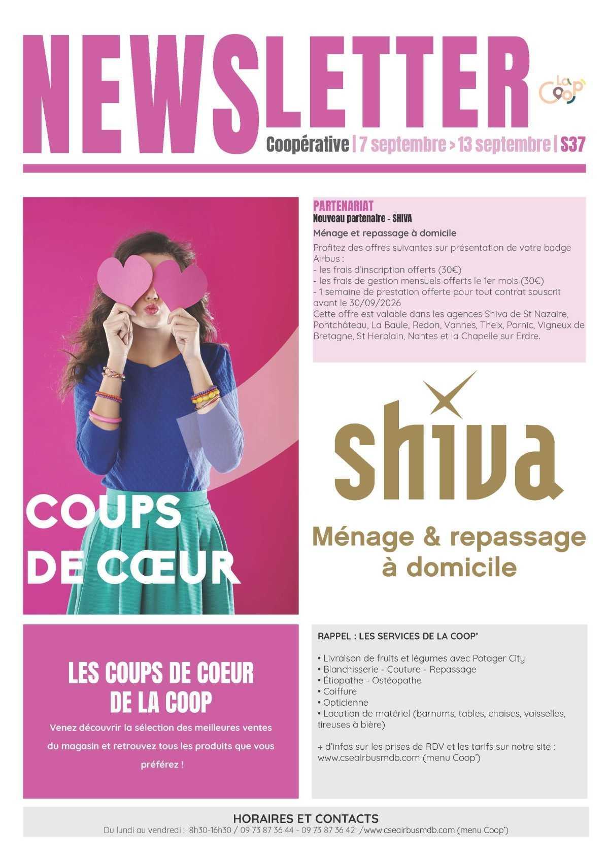Informations du CSE et de la coopérative semaine 37