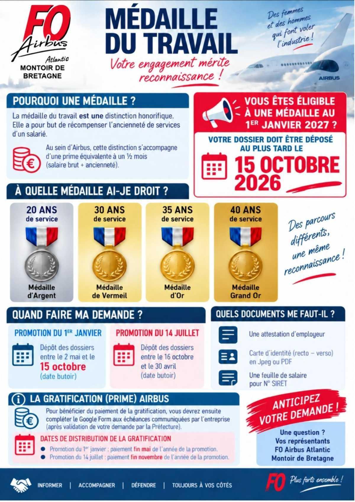 Médaille du travail : FO vous accompagne