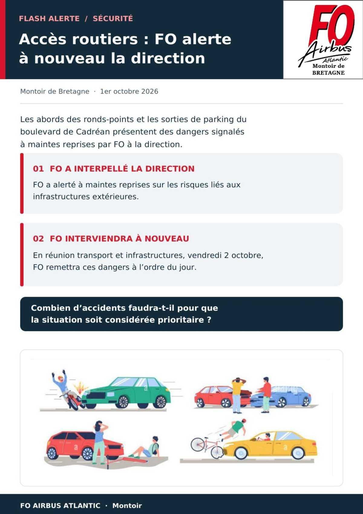 Accès routiers : FO alerte à nouveau la direction