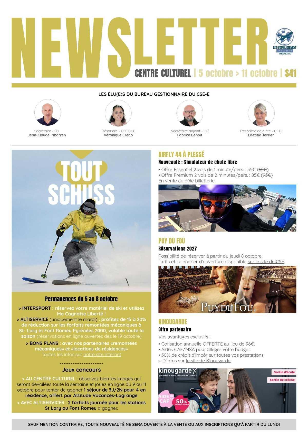 Newsletter de la semaine 41 du 5 Octobre au 11 Octobre 2026 