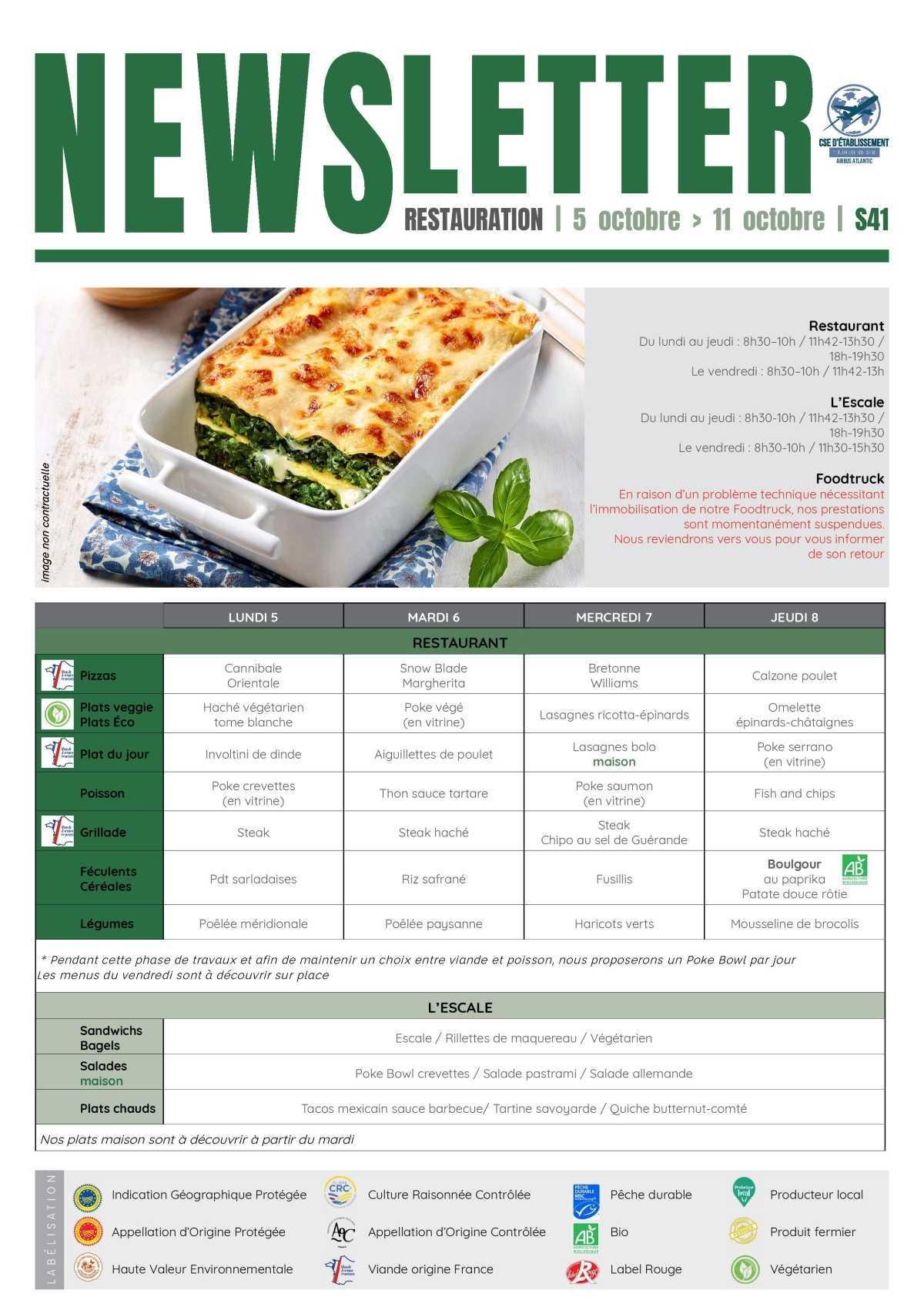 Newsletter de la semaine 41 du 5 Octobre au 11 Octobre 2026 