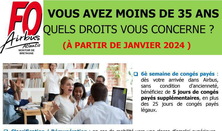 Vous avez moins de 35 ans , quels droits vous concerne à partir du 1er janvier 2024 ? FO vous informe !