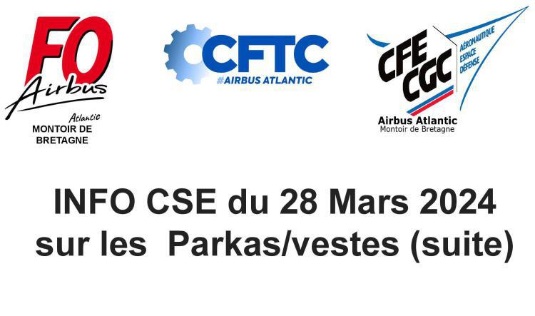 Info CSE du 28 mars 2024 : Parkas - Vestes