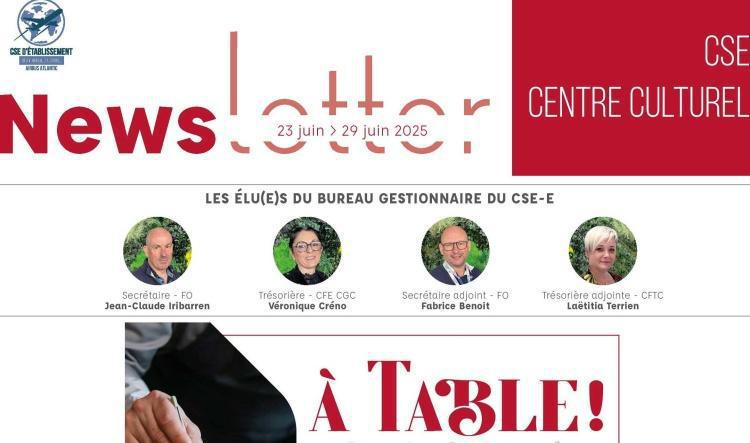 Informations du CSE et de la coopérative semaine 26