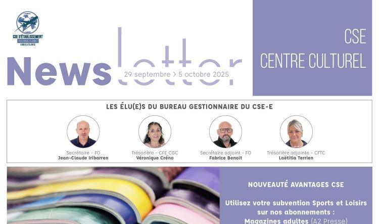 Informations du CSE et de la coopérative semaine 40