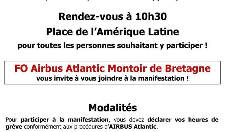 Manifestation du 2 octobre 2025 : FO Airbus Atlantic MdB vous y invite !