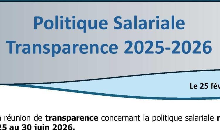Politique salariale - Transparence 2025-2026 