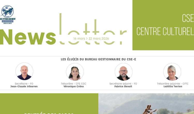 Informations du CSE et de la coopérative semaine 12