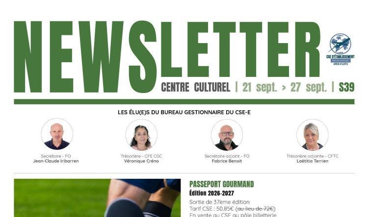 Informations du CSE et de la coopérative semaine 39