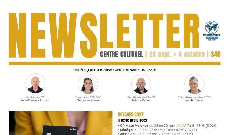 Informations du CSE et de la Coopérative semaine 40
