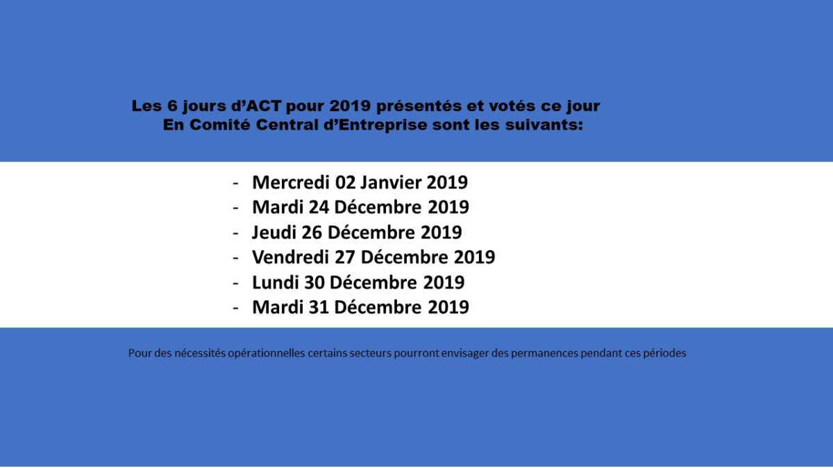 Jours d'ACT pour 2019