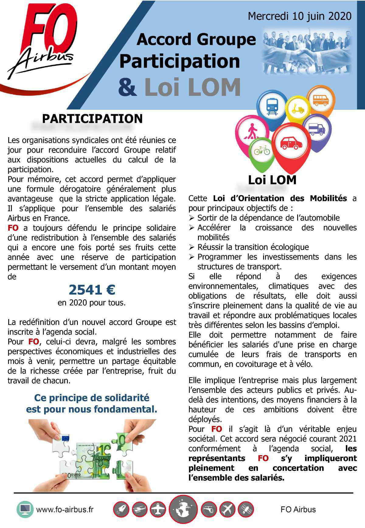 Accord Groupe : Participation et Loi LOM