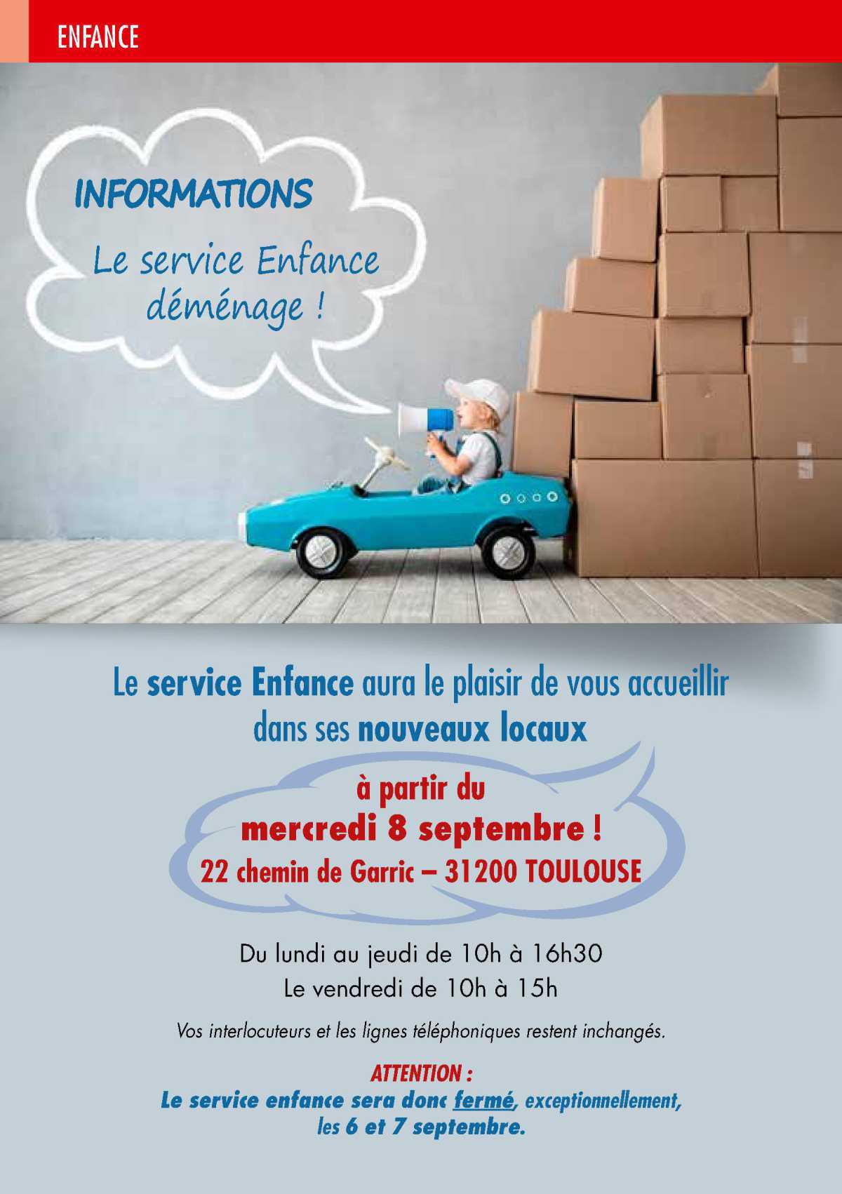 Info CSE: Le service Enfance déménage Info CSE: Le service Enfance déménage