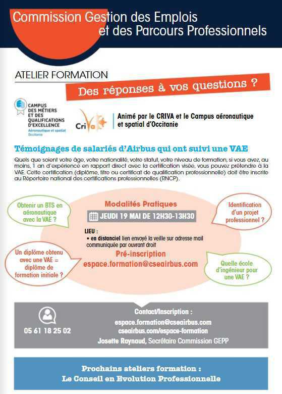 Atelier Formation : La VAE, à quoi ça sert ? Atelier Formation : La VAE, à quoi ça sert ?