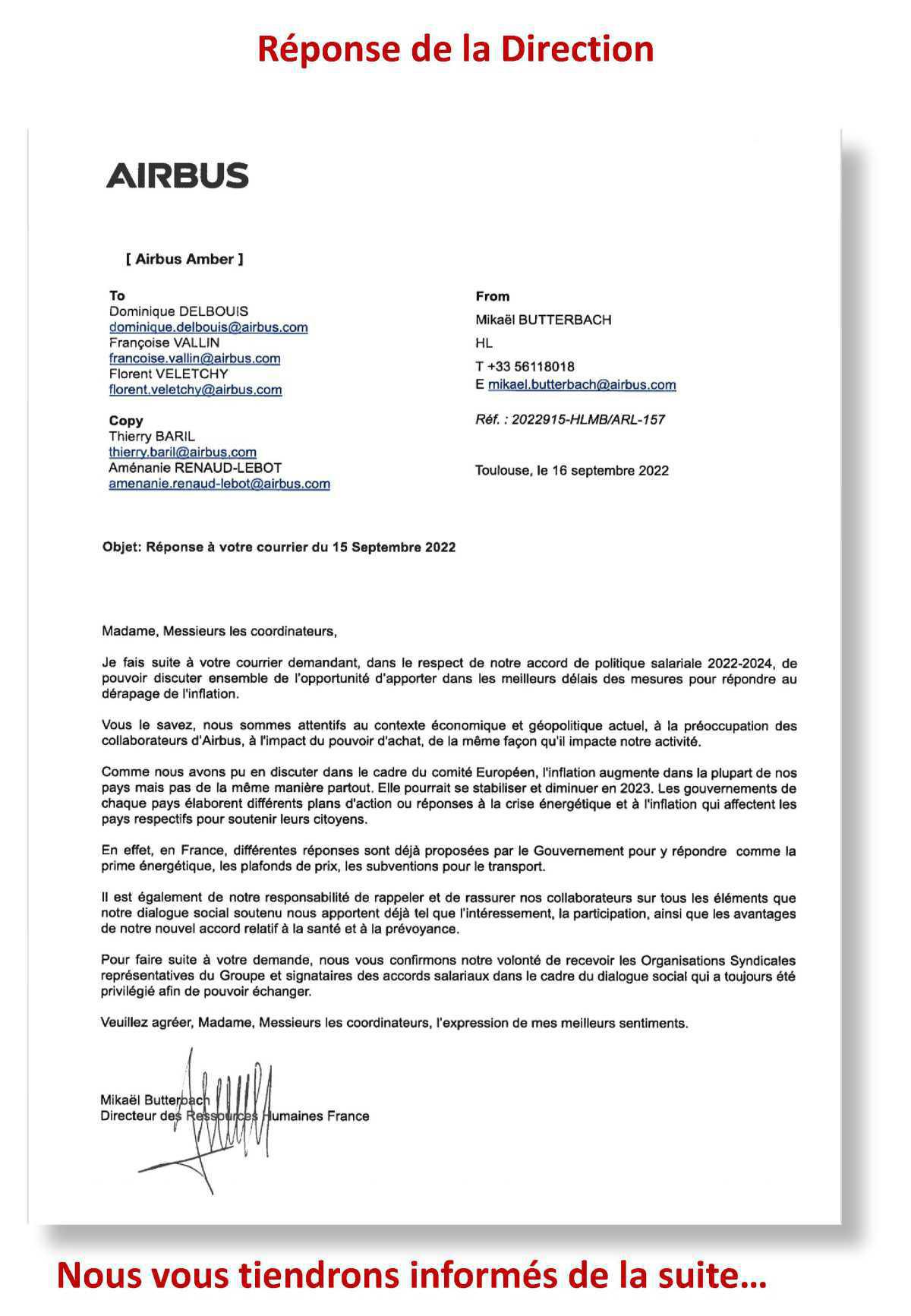 Courrier à la Direction