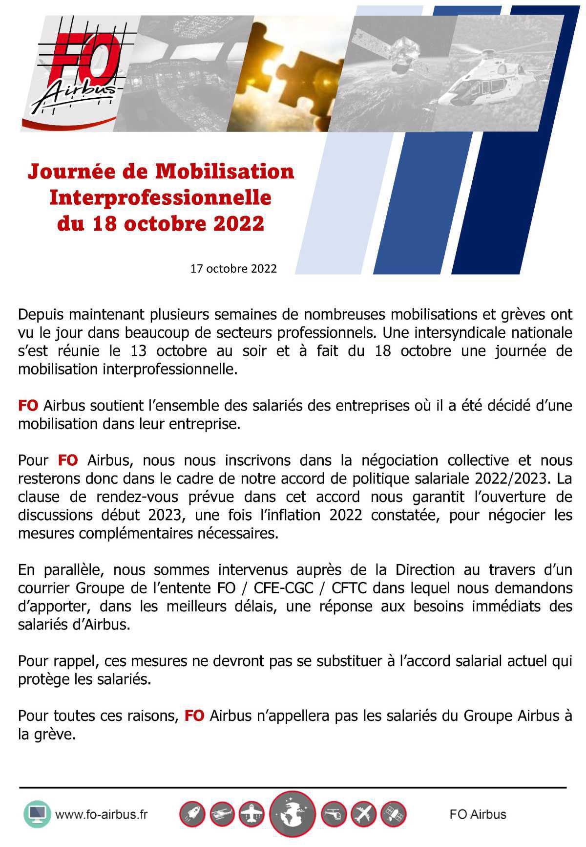 Journée de Mobilisation Interprofessionnelle du 18 octobre 2022