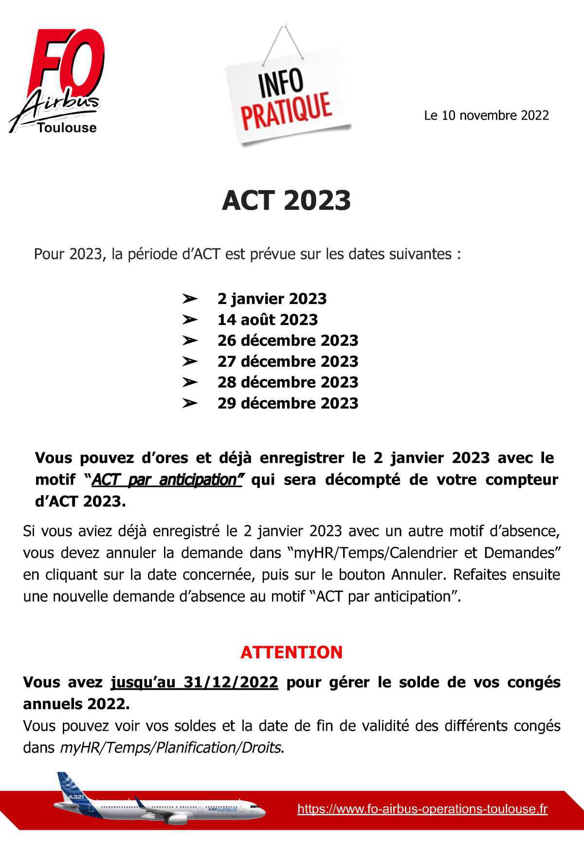 InFO pratique: ACT 2023